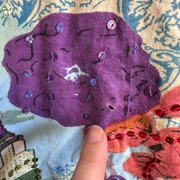 Vintage Y2K Womens XL New York Cityscape Beaded Embellished 3/4 Sleeve Top Shirt - Picture 5 of 5